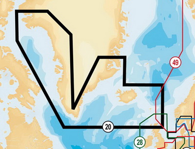 Карта водоемов - Navionics Gold 20XG - Гренландия и Исландия. Для Lowrance/Simrad/Raymarine/Humminbird