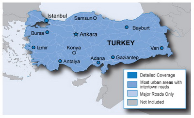 Карта автодорог Турции для Garmin