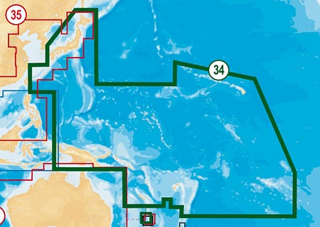 Карта водоемов - Navionics 34XG - Тихий океан и Япония. Для Lowrance/Simrad/Raymarine/Humminbird